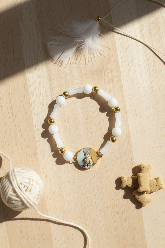 Brown Cat Bracelet with Medallion Charm — Warm, Cosy & Wonderfully Unique