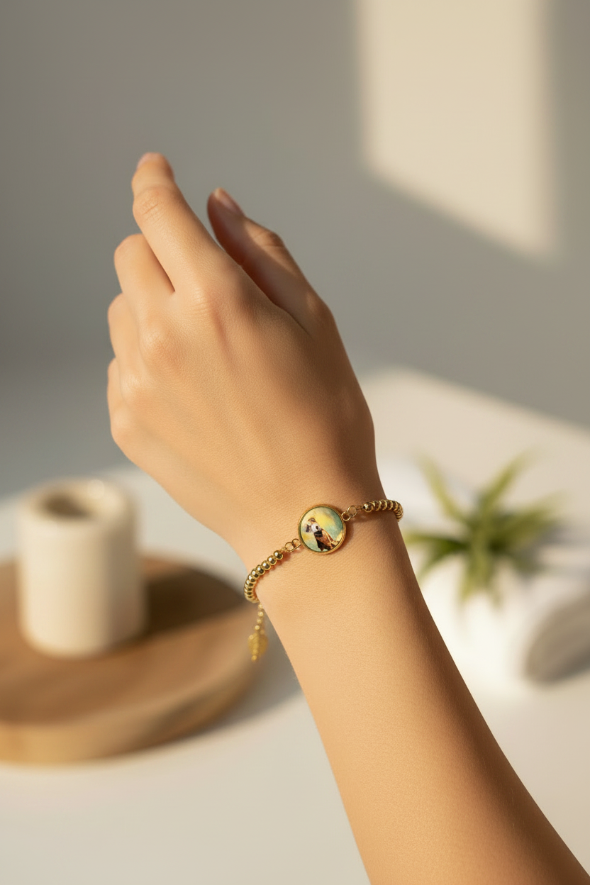 Photo bracelet | Dog medallion charm | Gold plated | Dog lover gift| My Sparkling Corner