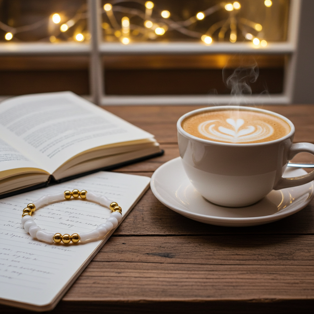 Bracelets for anxiety |Anxiety Bands| Box Breathing Techniques for stress relief| Bracelet | Natural Stone | White| Cozy coffee | My Sparkling Corner