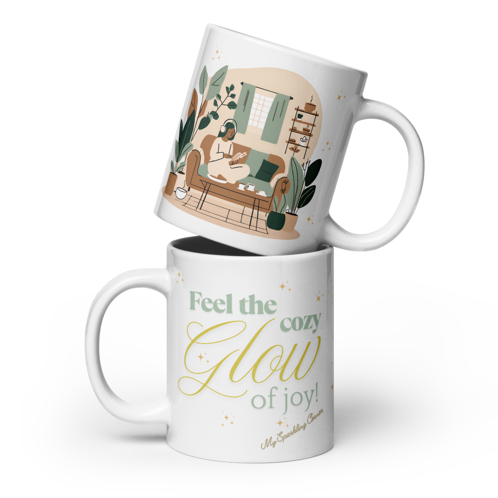 Mindfulness Moments Mug | Feel the Cozy Glow of Joy Daily | Sip Your Way to Inner Peace and Mindful Self Care | view from both sides