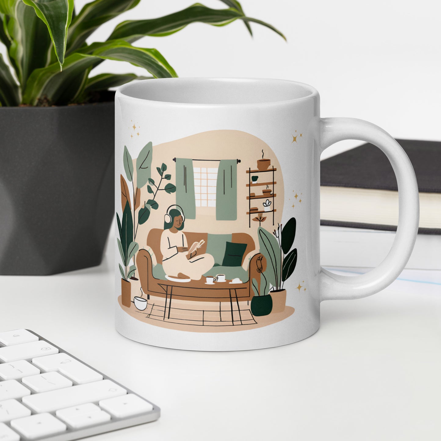 Mindfulness Moments Mug | Feel the Cozy Glow of Joy Daily | Sip Your Way to Inner Peace and Mindful Self Care | on office table
