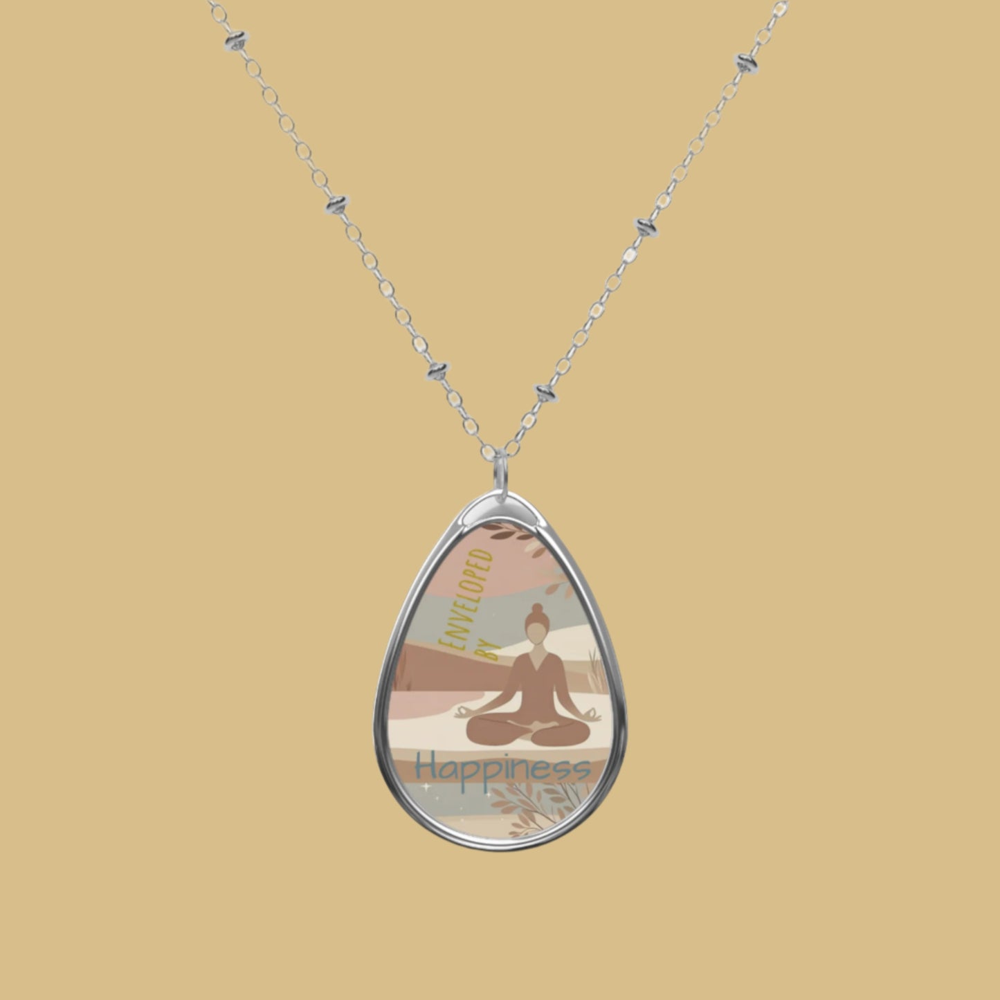 Oval Necklace | Enveloped by happiness | front - My Sparkling Corner