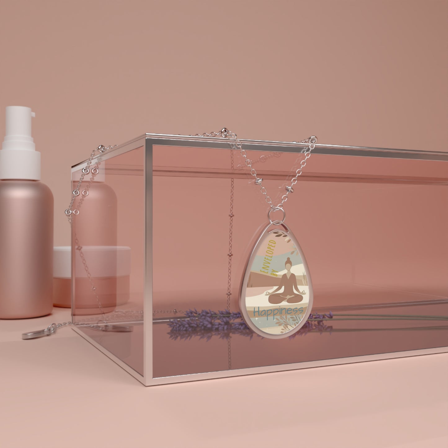Oval Necklace | Enveloped by happiness | in use - My Sparkling Corner