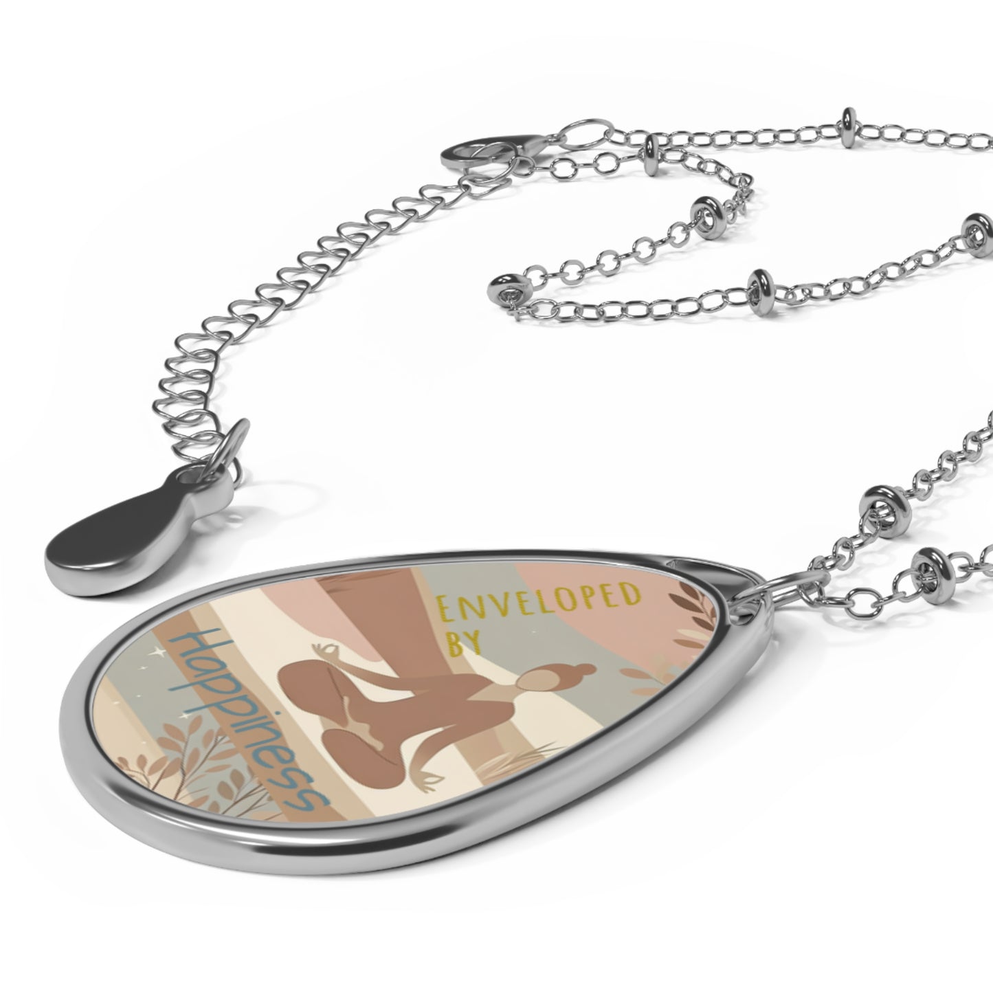 Oval Necklace | Enveloped by happiness | side - My Sparkling Corner