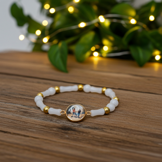 Daily Gratitude Breathing Bracelet | Natural Stone | White | Family