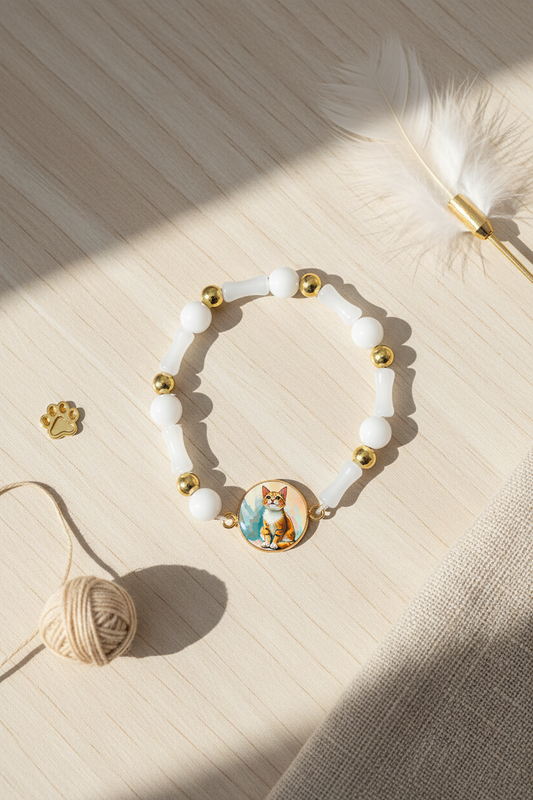 Ginger Cat Medallion Bracelet | Playful Cat Lover Charm Jewelry