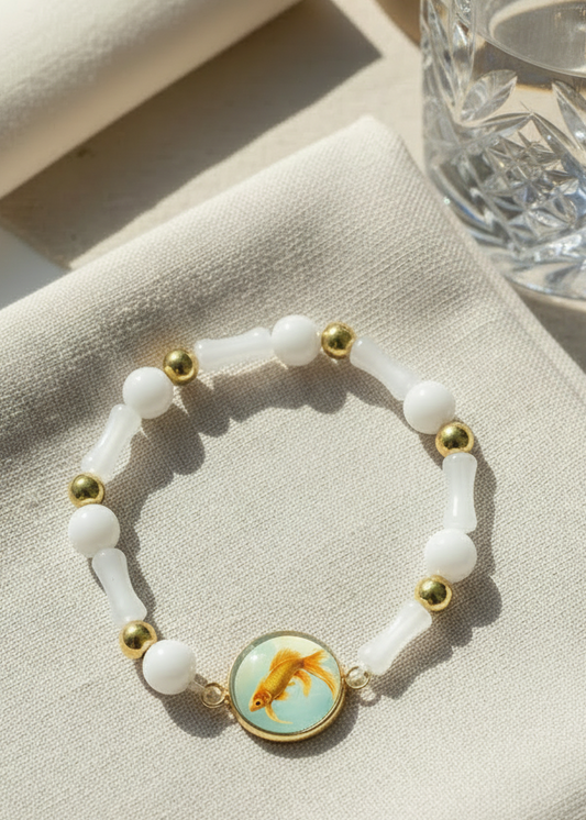 Gold Koi Fish Medallion Bracelet | Luck & Wellness Charm