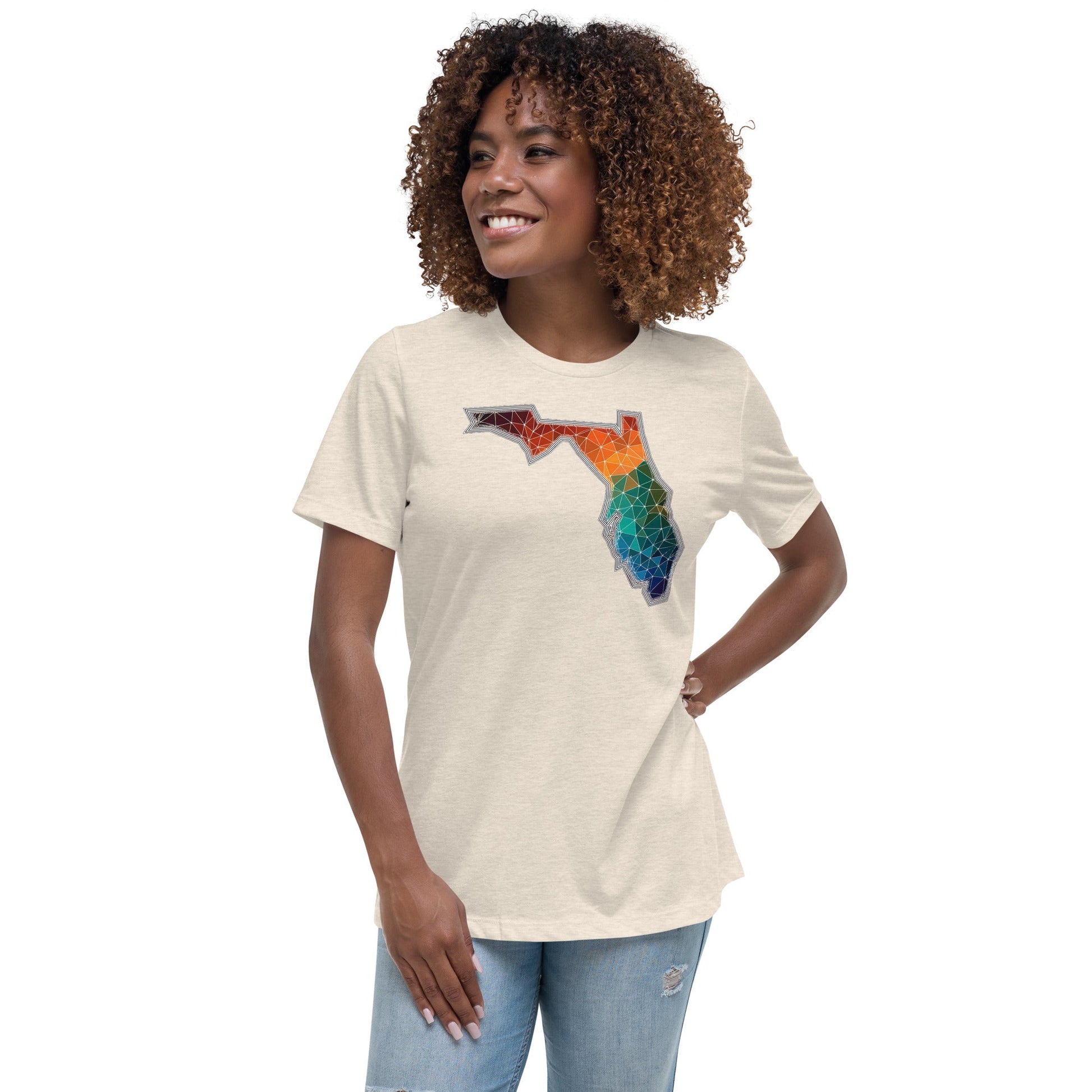 Abstract Geometrical T-Shirt | Florida | Women's Relaxed Style | front - My Sparkling Corner