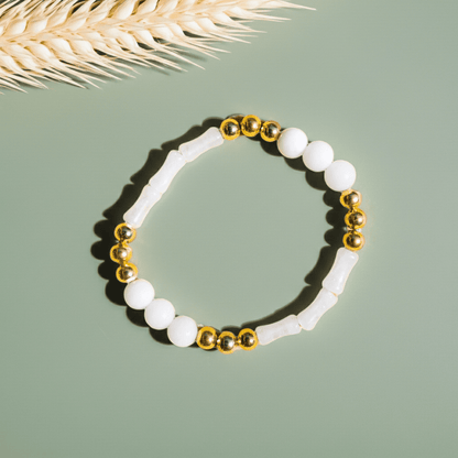 Box Breathing Techniques for stress relief| Bracelet | Natural Stone | White - My Sparkling Corner