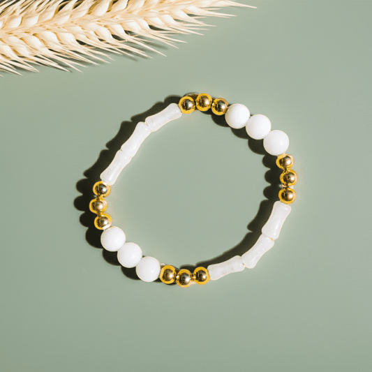 Box Breathing Techniques for stress relief| Bracelet | Natural Stone | White - My Sparkling Corner