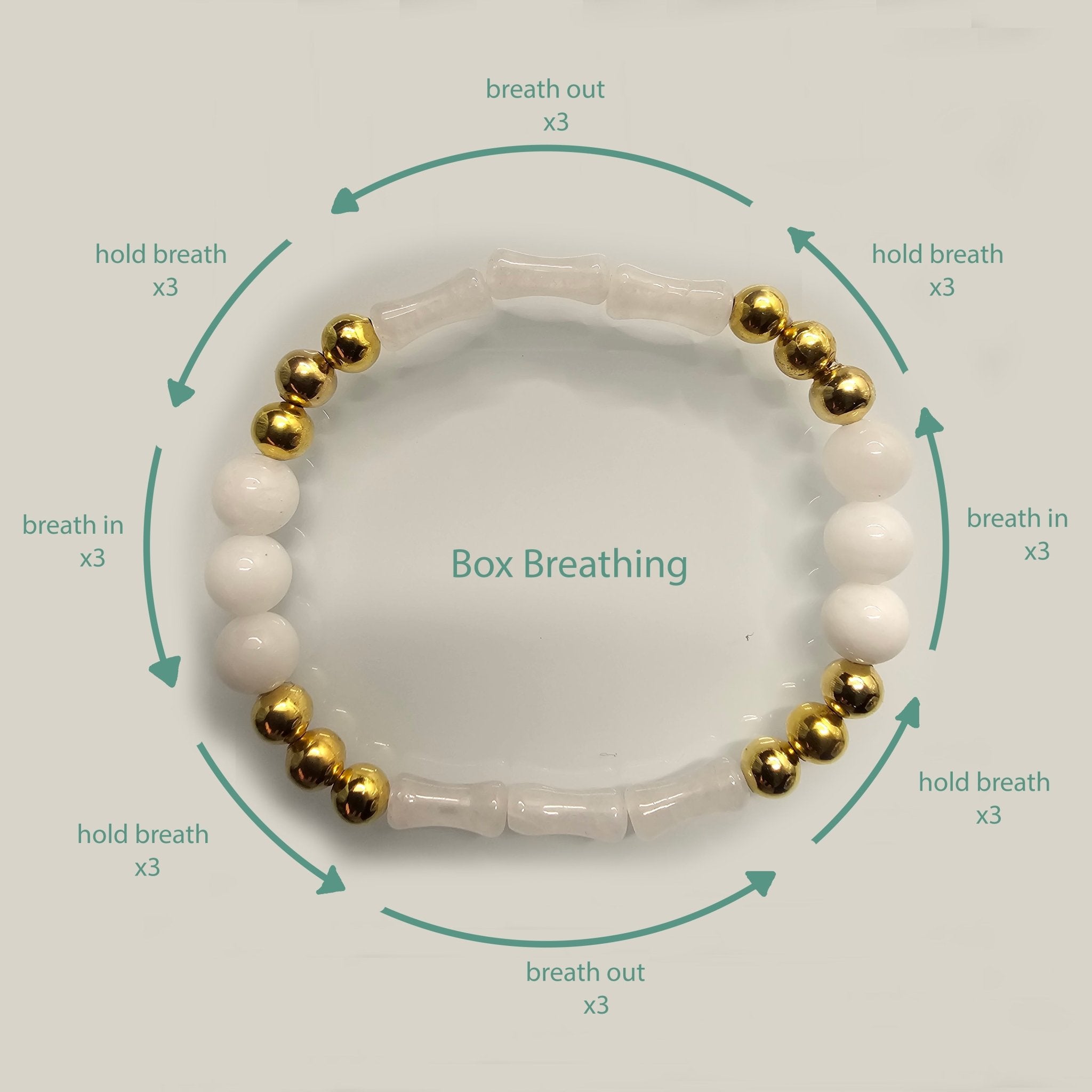 Box Breathing Techniques for stress relief| Bracelet | Natural Stone | White - My Sparkling Corner