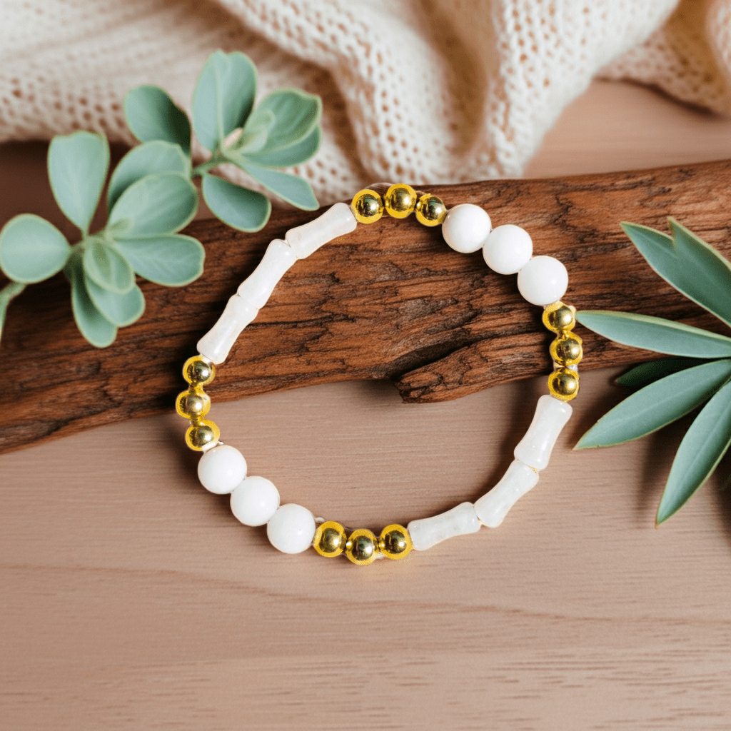 Box Breathing Techniques for stress relief| Bracelet | Natural Stone | White - My Sparkling Corner