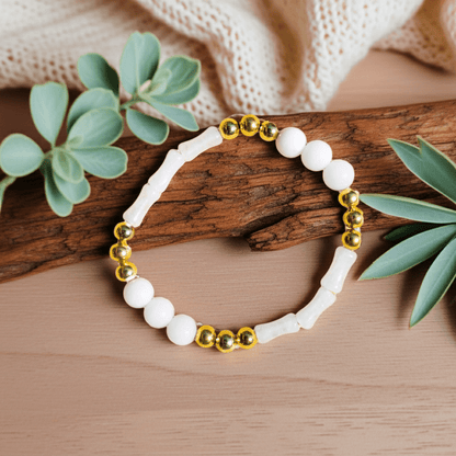 Box Breathing Techniques for stress relief| Bracelet | Natural Stone | White - My Sparkling Corner