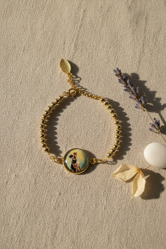 Photo bracelet | Dog medallion charm | Gold plated | Dog lover gift| My Sparkling Corner