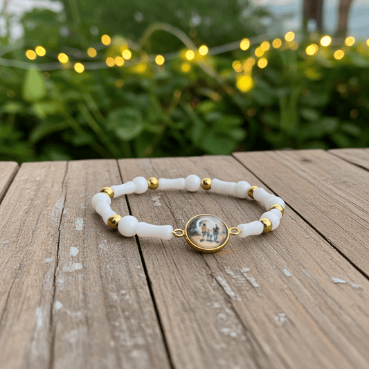 Daily Gratitude Breathing Bracelet | Natural Stone | White | Family - My Sparkling Corner