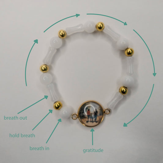Daily Gratitude Breathing Bracelet | Natural Stone | White | Family - My Sparkling Corner