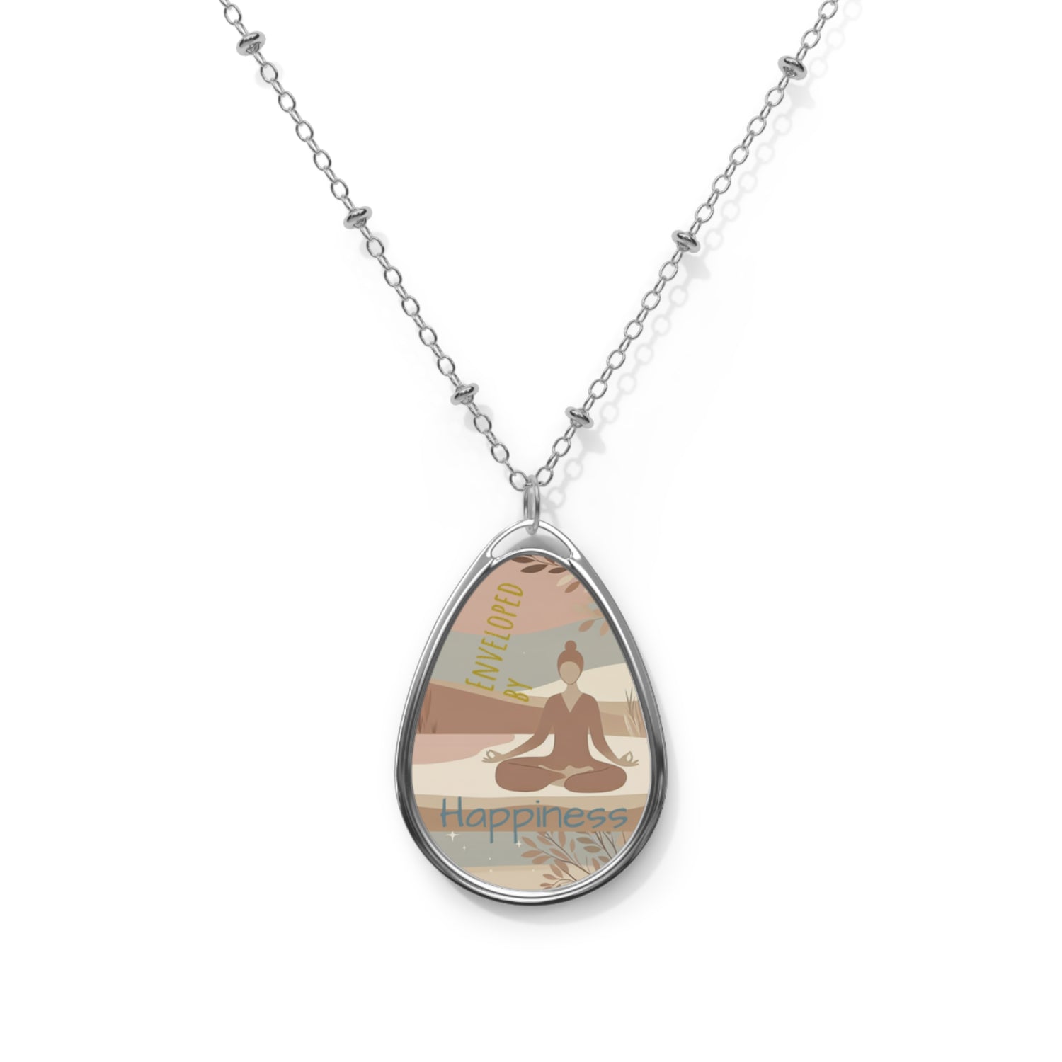 Oval Necklace | Enveloped by happiness | front - My Sparkling Corner