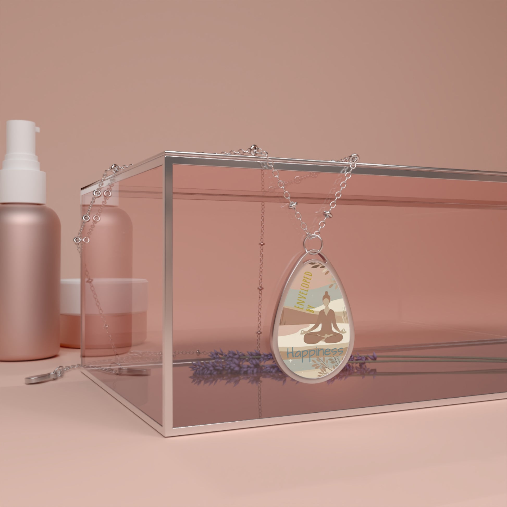 Oval Necklace | Enveloped by happiness | in use  - My Sparkling Corner
