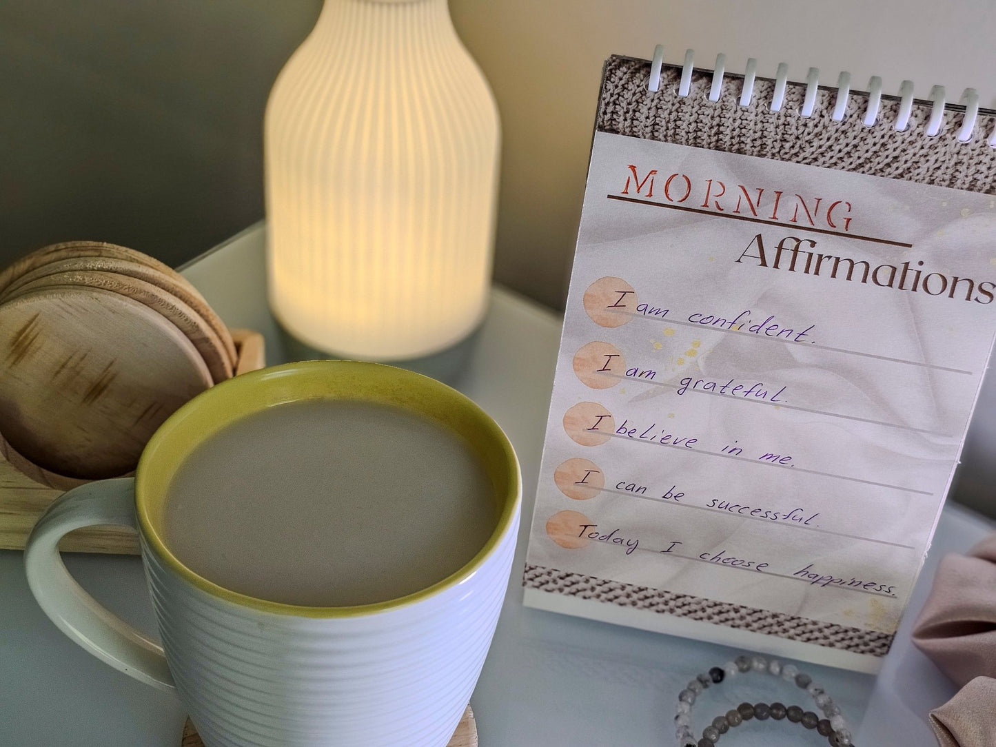 Standing Affirmations Desk Journal | Positive morning affirmations | in use tea - My Sparkling Corner